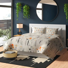 Load image into Gallery viewer, King Comforter + 2 King Shams Iveta Abolina Gray/Orange Microfiber Modern &amp; Contemporary Comforter Set
