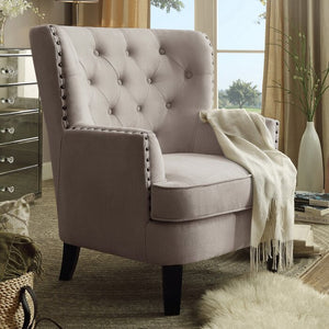 30" Wing Backed Chair in Beige Velvet #9650