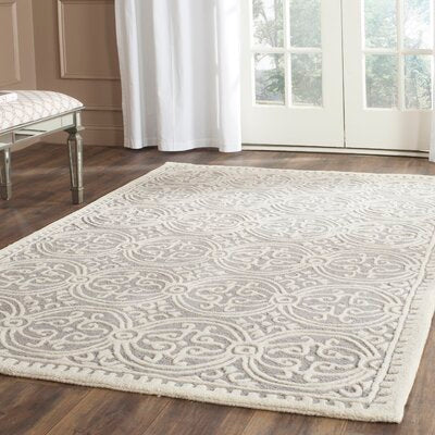 Brunswick Handmade Tufted Wool Silver/Ivory Area Rug 619CDR