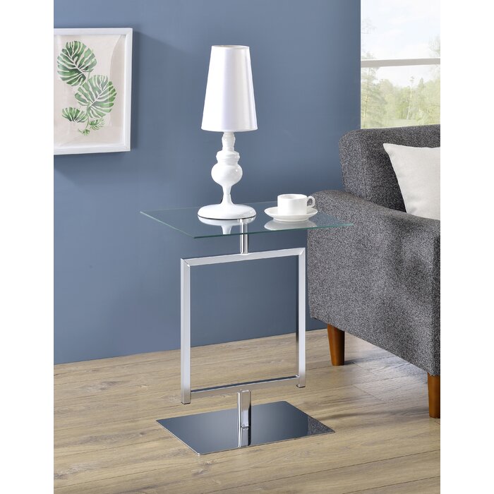 Izayah 24'' Tall Glass Pedestal End Table
