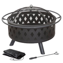 Load image into Gallery viewer, Black Izzo Crossweave Steel Wood Burning Fire Pit #9120

