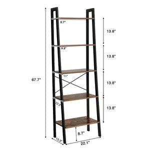 Brown Jabari 67.7'' H x 22.1'' W Steel Ladder Bookcase