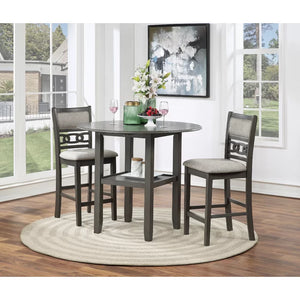 37.75'' H x 15.75'' W x 21.25'' D Gray Jackins Counter Height Drop Leaf Solid Wood Dining Set