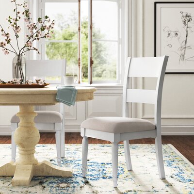 Jaclin Linen Ladder Back Side Chair Dove Gray (Set of 2) 1116CDR