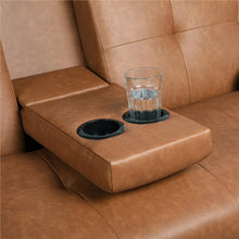 Load image into Gallery viewer, Janni 66&#39;&#39; Wide Faux Leather Cushion Back Convertible Sofa with Cup Holder
