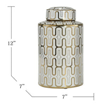 Load image into Gallery viewer, Ceramic Jar, White/Gold, #6480
