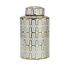 Load image into Gallery viewer, Ceramic Jar, White/Gold, #6480
