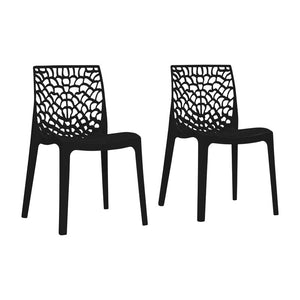 Black Jasiah Stacking Patio Dining Chair (Set of 2) 2074