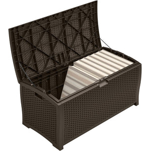 Brown Java Wicker Outdoor 99 Gallon Resin Deck Box 7301