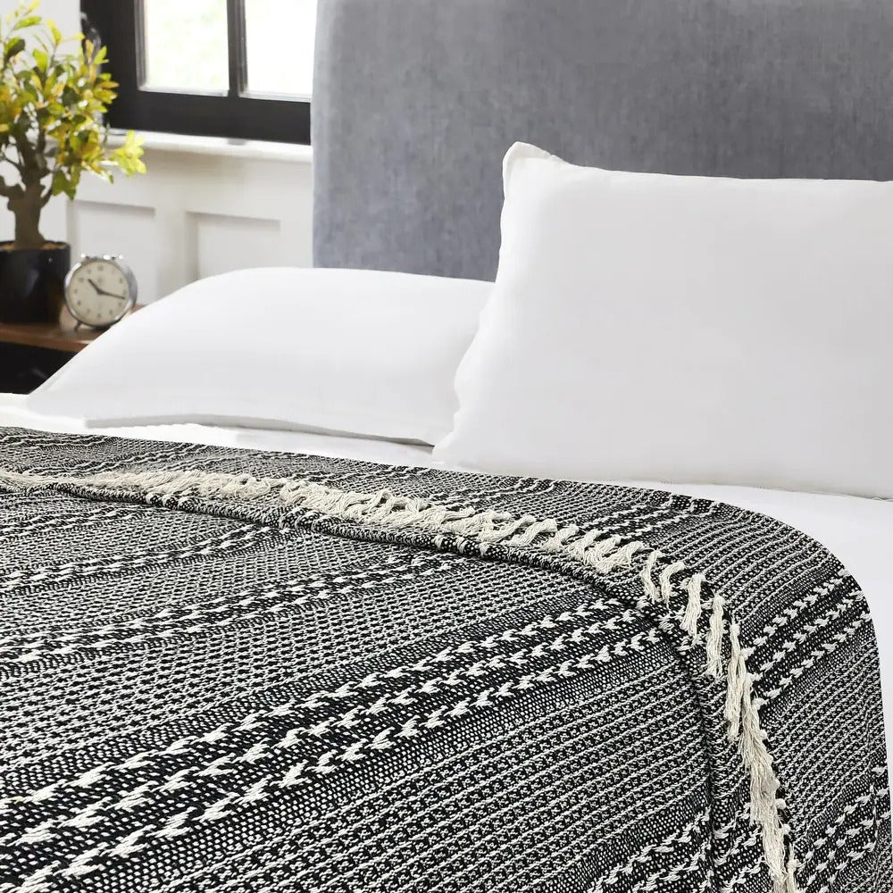 Jay Black and White Cotton Blanket - Twin