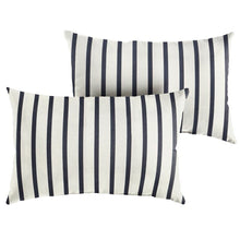 Load image into Gallery viewer, 14&quot; H x 24&quot; W White/Indigo  m Stripe Outdoor Rectangular Sunbrella Pillow Cover &amp; Insert (Set of 2) 1862AH/GL
