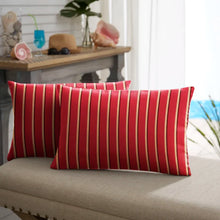 Load image into Gallery viewer, 12&quot; H x 18&quot; W Red Jazmyne Stripe Outdoor Rectangular Sunbrella Pillow Cover &amp; Insert (Set of 2)
