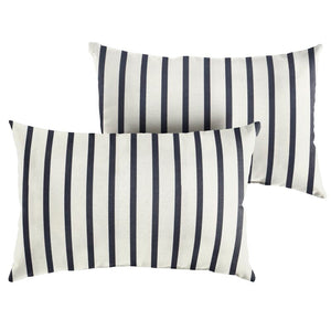 14" H x 24" W White/Indigo  m Stripe Outdoor Rectangular Sunbrella Pillow Cover & Insert (Set of 2) 1862AH/GL