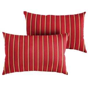 12" H x 18" W Red Jazmyne Stripe Outdoor Rectangular Sunbrella Pillow Cover & Insert (Set of 2)
