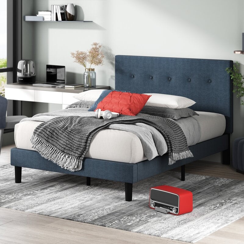 King Jed Tufted Upholstered Low Profile Platform Bed 1859AH