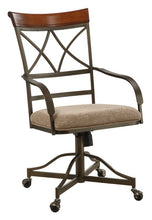 Load image into Gallery viewer, Jefferson Metal Cross Back Arm Chair in Brown MR42
