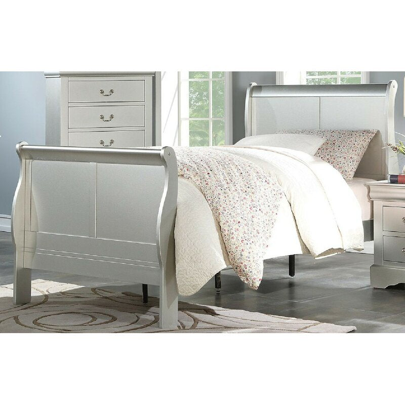 Twin Platinum Jeffery Sleigh Bed (2 boxes)