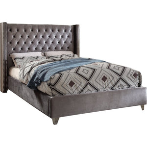 Jennie Solid Wood Tufted Upholstered  *HEADBOARD ONLY* Queen, Gray #2436HW