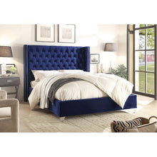 Load image into Gallery viewer, Queen Navy Jennie Solid Wood Tufted Upholstered Low Profile Platform Bed SB1879
