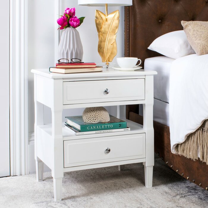 Jerry 2 - Drawer Solid Wood Nightstand, Color: White, #6448