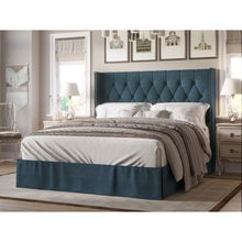 Load image into Gallery viewer, Queen Blue Jlani Tufted Upholstered Panel Bed

