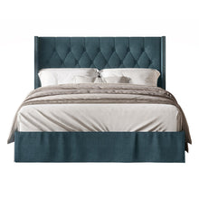 Load image into Gallery viewer, Queen Blue Jlani Tufted Upholstered Panel Bed
