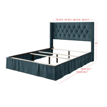 Load image into Gallery viewer, Queen Blue Jlani Tufted Upholstered Panel Bed
