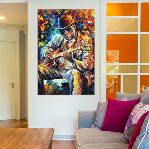 18" H x 12" W x 0.75" D John Lee Hooker by Leonid Afremov - Gallery-Wrapped Canvas Giclée on Canvas