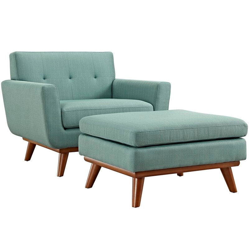 Johnston Club Chair & Ottoman Laguna Blue (LW287) (2 boxes)