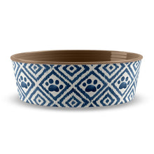 Load image into Gallery viewer, Indigo Jojo Paw Ikat Melamine Pet Bowl  (Set of 2) 7256

