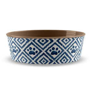 Indigo Jojo Paw Ikat Melamine Pet Bowl  (Set of 2) 7256