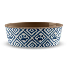 Load image into Gallery viewer, Indigo Jojo Paw Ikat Melamine Pet Bowl (4), #6454
