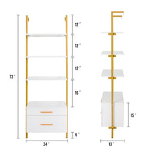 Load image into Gallery viewer, White/Gold Jonathon 73&#39;&#39; H x 24&#39;&#39; W Iron Ladder Bookcase
