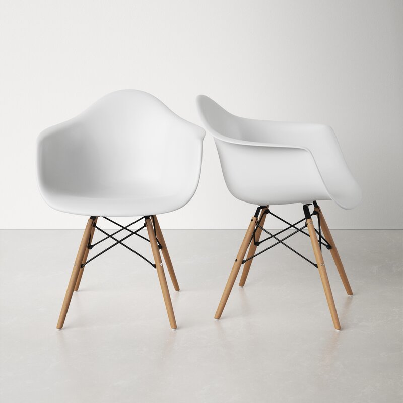 White/Natural Jordan Arm Chair (Set of 2)