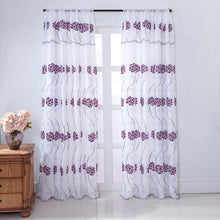 Load image into Gallery viewer, Josiah Sapphire Embroidered Floral Rod Pocket Single Curtain Panel - Set of 2 (ND170)
