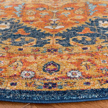 Load image into Gallery viewer, Juanito Oriental Area Rug in Blue/Orange, Round 6&#39;7&quot;
