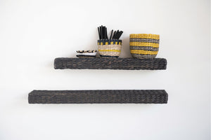 2" H x 29.5" W x 4.75" D Black Julianna Handwoven Water Hyacinth Wall Shelf 447AH