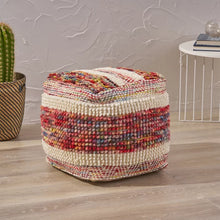 Load image into Gallery viewer, Julius 16&#39;&#39; Wide Tufted Square Striped Pouf Ottoman
