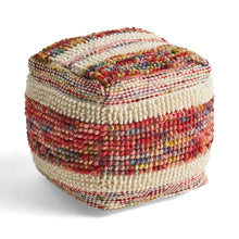 Load image into Gallery viewer, Julius 16&#39;&#39; Wide Tufted Square Striped Pouf Ottoman
