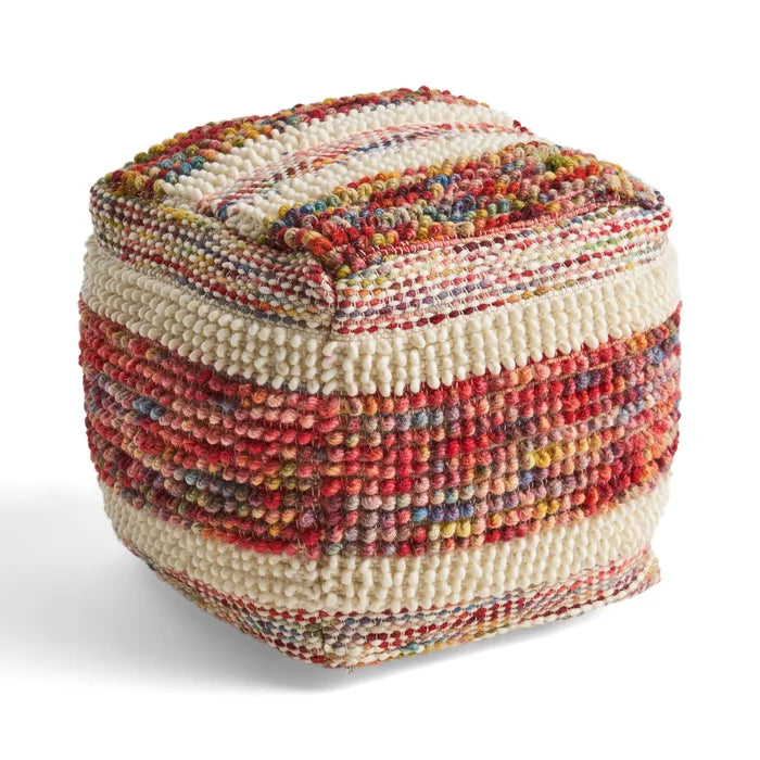 Julius 16'' Wide Tufted Square Striped Pouf Ottoman