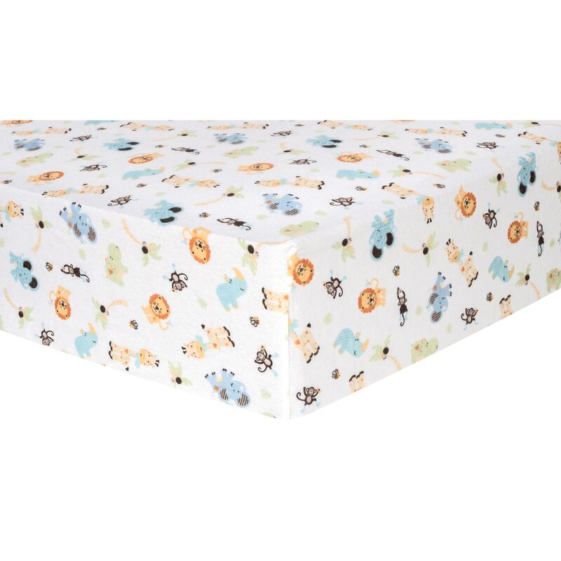 Jungle Friends Deluxe Flannel Fitted Crib Sheet MRM390