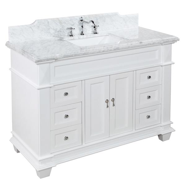 Elizabeth 48-inch White Vanity with Carrara Marble Top 908CDR