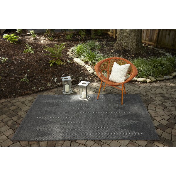 Kaci Chevron Charcoal Indoor / Outdoor Area Rug 5231RR