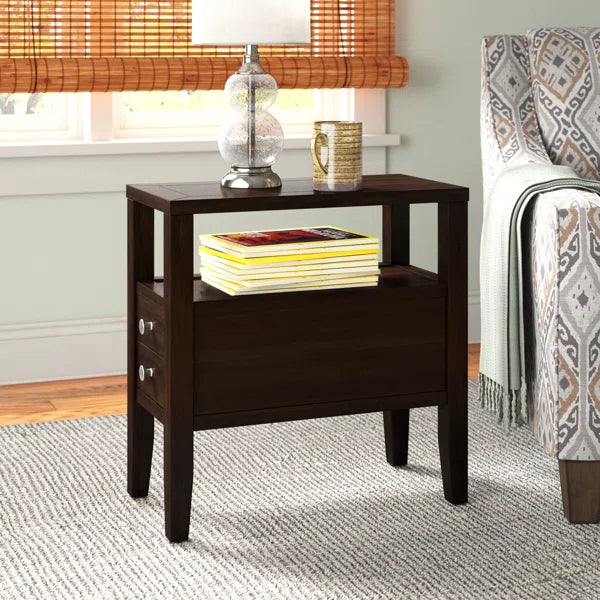 Kahl 24'' Tall Solid Wood End Table with Storage