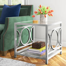Load image into Gallery viewer, Chrome Kaia 22.5&#39;&#39; Tall Glass End Table
