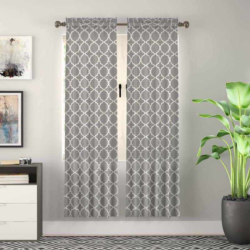 Kaiser Geometric Room Darkening Rod Pocket Curtain (Set of 2) GL626