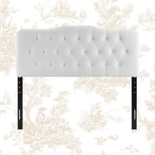 Load image into Gallery viewer, Queen White Kaitlyn Velvet Upholstered Panel Headboard
