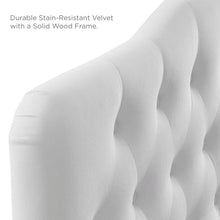 Load image into Gallery viewer, Queen White Kaitlyn Velvet Upholstered Panel Headboard
