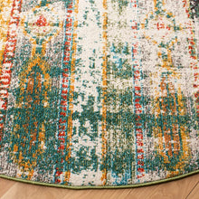 Load image into Gallery viewer, Kaka Power Loom Performance Green/Orange Rug 3&#39; round
