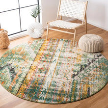 Load image into Gallery viewer, Kaka Power Loom Performance Green/Orange Rug 3&#39; round
